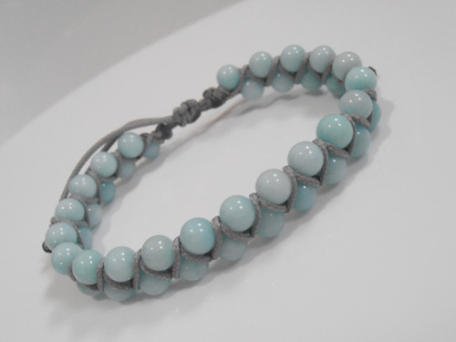 "Jadeit mint" dvojitý macramé náramek — foto 3