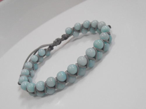 "Jadeit mint" dvojitý macramé náramek — foto 4