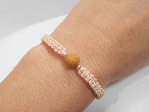 "Láva" drhaný náramek s minerálem (macramé) — foto 4