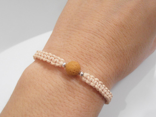 "Láva" drhaný náramek s minerálem (macramé) — foto 3