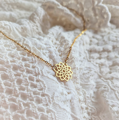 Ocelový náhrdelník*mandala*zlatý — foto 2