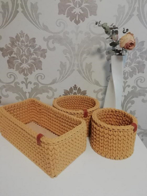 Háčkované Košíky Set — foto 3