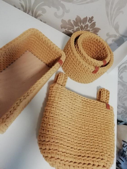 Háčkované Košíky Set — foto 5
