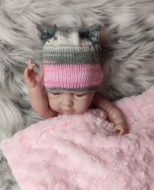 Čepička s oušky melírová. č.135/5 — foto 3
