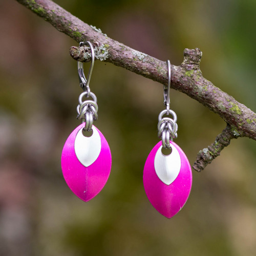 Náušnice Mini Double - pink a stříbrná — foto 2