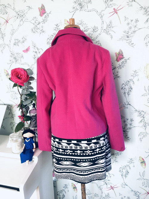 Kabátek retro look, fuchsiový — foto 5