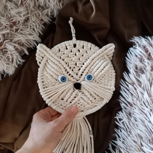 Kočka / macramé/nástěnná dekorace/poštovné zdarma — foto 4