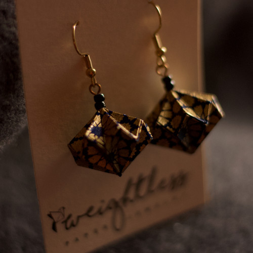 Origami náušnice – modro-zlaté — foto 4
