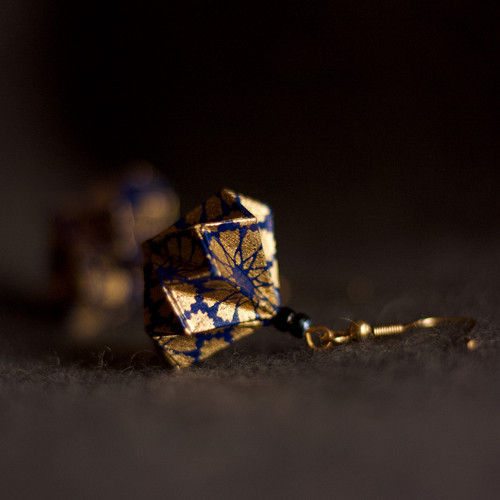 Origami náušnice – modro-zlaté — foto 5