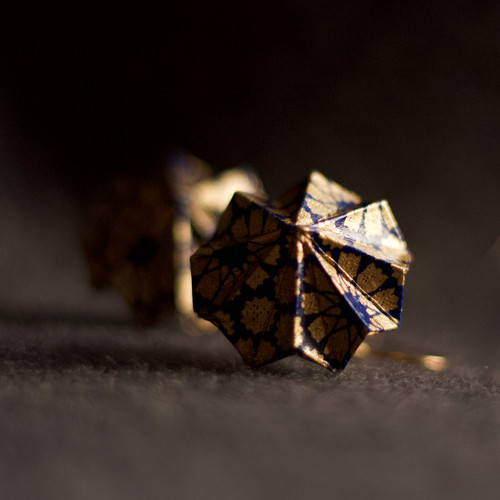 Origami náušnice – modro-zlaté — foto 2