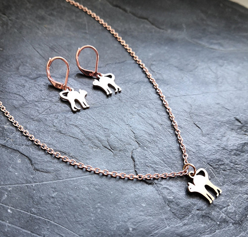 Ocel.náušnice*Kočička,která se protahuje*rosegold — foto 5