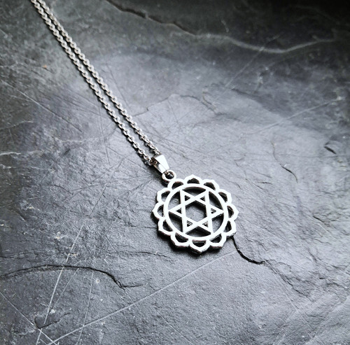 Ocelový náhrdelník*Davidova hvězda/mandala — foto 2