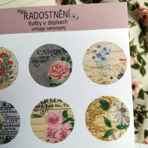 Vintage samolepky - Květy v dopisech — foto 2