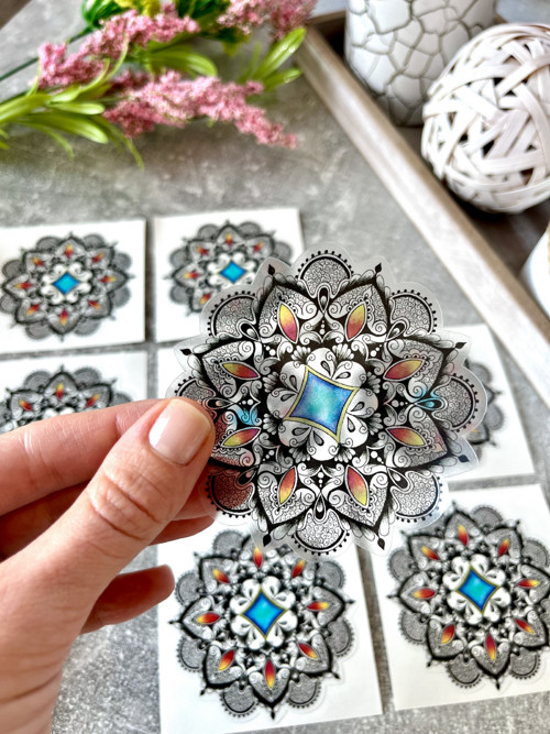 Samolepka mandala barevná, transparentní — foto 5