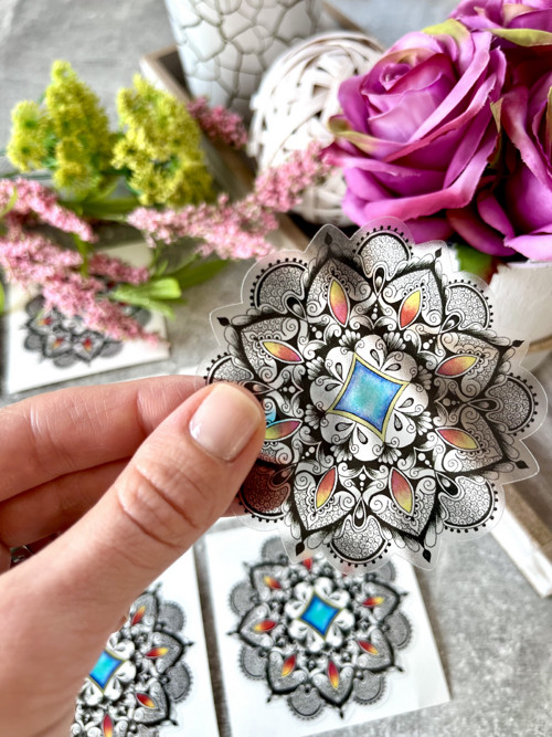Samolepka mandala barevná, transparentní — foto 2