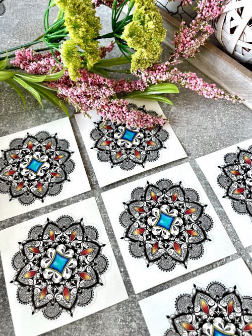 Samolepka mandala barevná, transparentní — foto 3