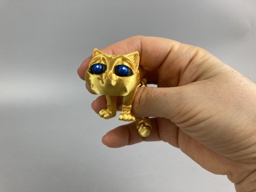 Vtipná kočička - zlatá, 3D tisk — foto 4