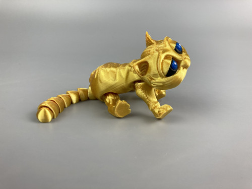 Vtipná kočička - zlatá, 3D tisk — foto 5