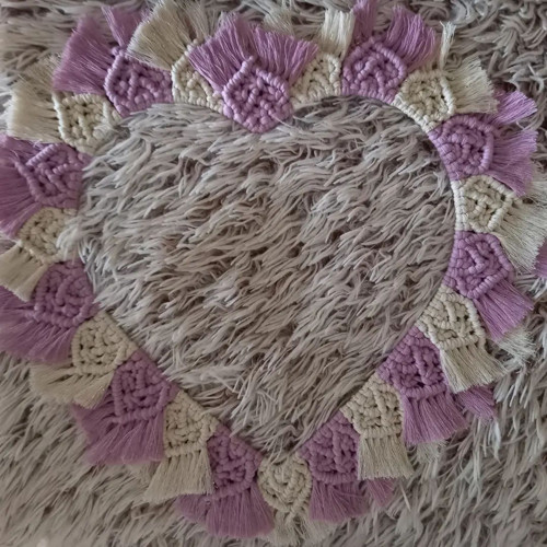 Macramé srdce - nástěnná dekorace Antique Pink — foto 5