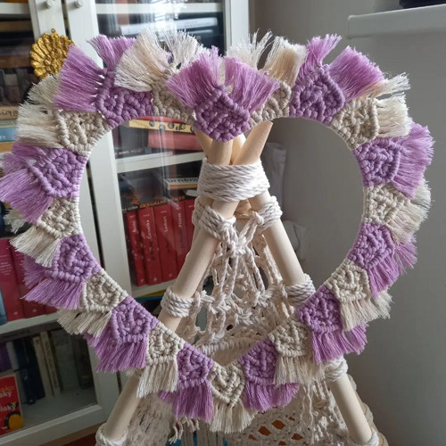 Macramé srdce - nástěnná dekorace Antique Pink — foto 2