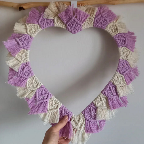 Macramé srdce - nástěnná dekorace Antique Pink — foto 4