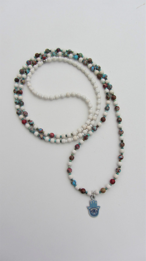 Barevný regalit a Hamsa / nerez — foto 2