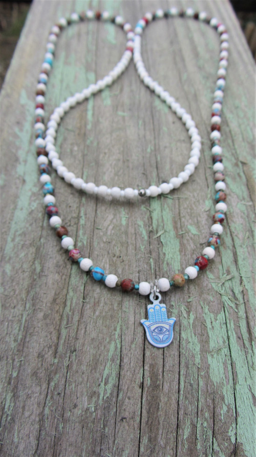 Barevný regalit a Hamsa / nerez — foto 3