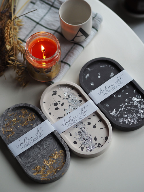Hygge podtácek gray & silver - jesmonite — foto 4