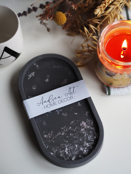 Hygge podtácek gray & silver - jesmonite — foto 3