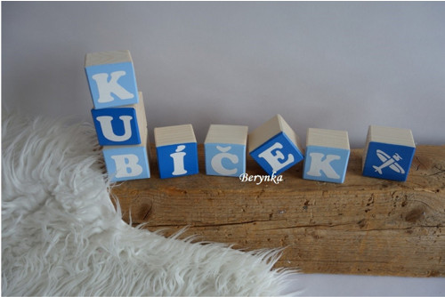 Dřevěné kostky - modré a bílé — foto 3