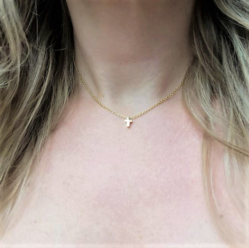 Minimalistický křížek*náhrdelník*zlatá ocel — foto 6