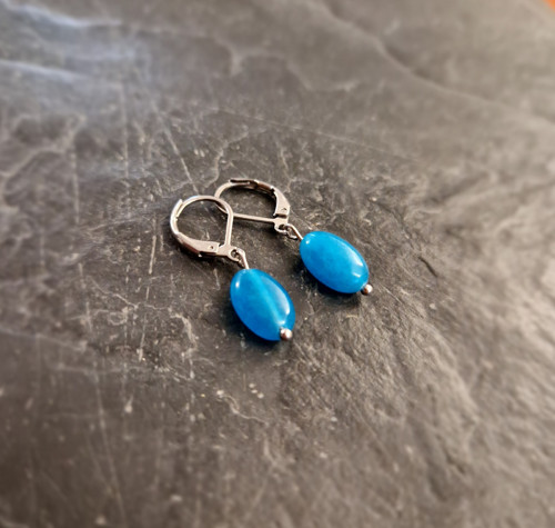 Nefrit neon blue*nugetky*náušnice*ocel — foto 4