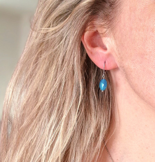 Nefrit neon blue*nugetky*náušnice*ocel — foto 5
