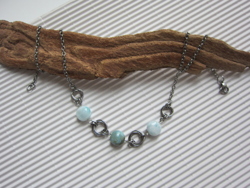 Náhrdelník Polapený - larimar ... — foto 4