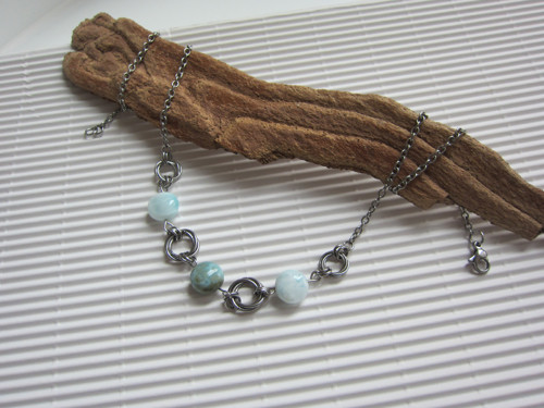 Náhrdelník Polapený - larimar ... — foto 2