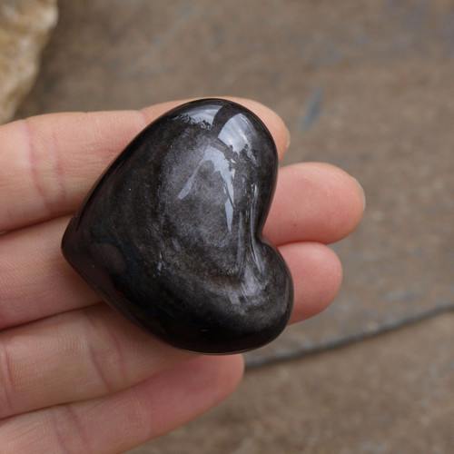 Stříbrný obsidián, buclaté srdce — foto 5