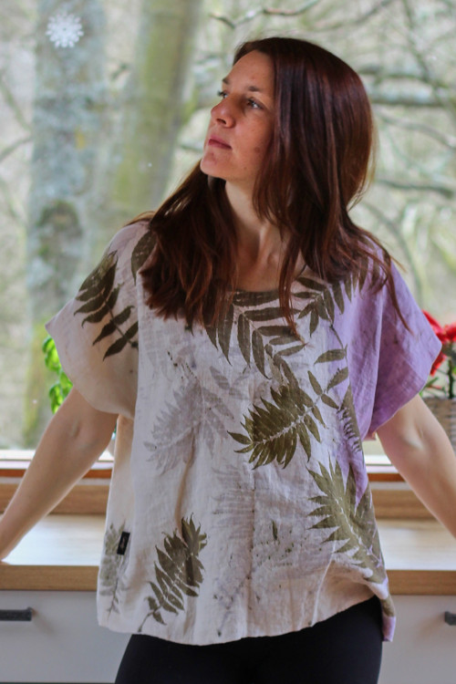 Lněná halenka nebesky modrá — foto 5