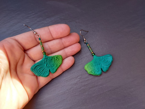 Náušnice ginkgo zelené — foto 5