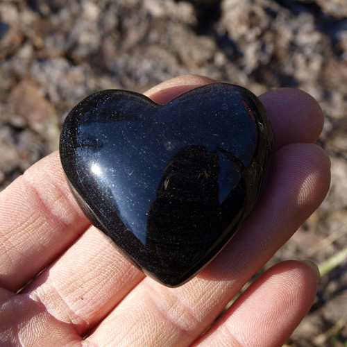 Stříbrný obsidián, buclaté srdce — foto 3