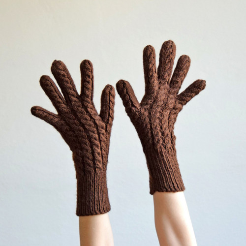 Dámské rukavice FINGER - hnědé — foto 2