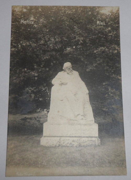 POHLEDNICE Mikoláš Aleš - socha, Hořice 1923 — foto 2