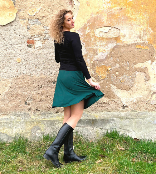 Polokolová sukně tmavě zelená — foto 5