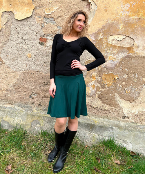 Polokolová sukně tmavě zelená — foto 2