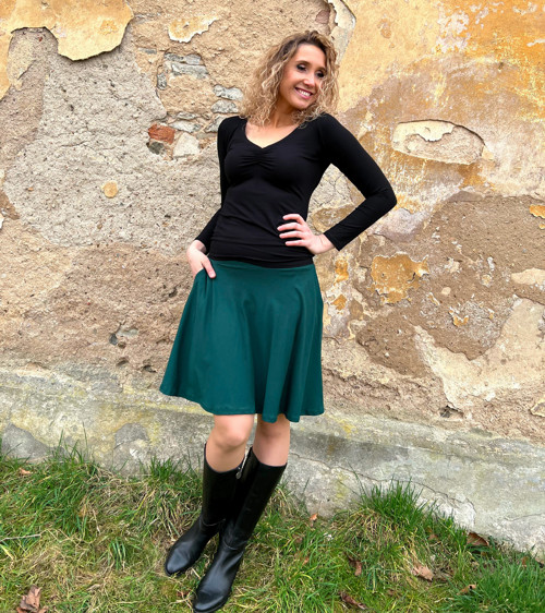 Polokolová sukně tmavě zelená — foto 3