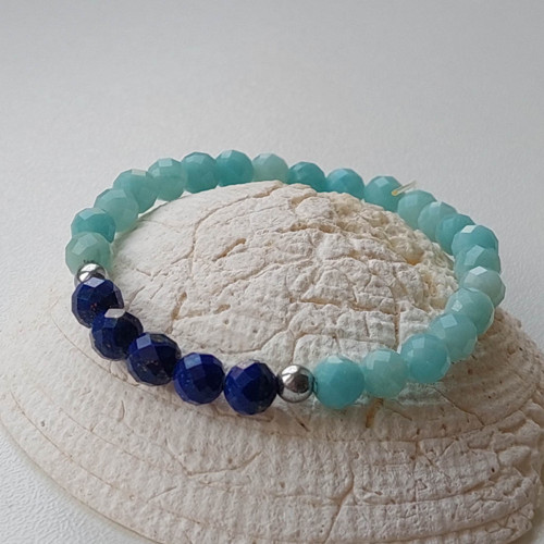 Minerální náramek. Amazonit a Lapis Lazuli. — foto 2