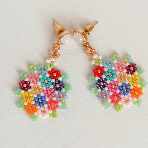 Spring Flowers Dangle Beaded Earrings — foto 3