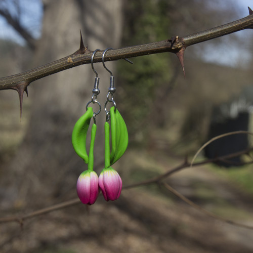 Náušnice - růžové tulipány V. — foto 5