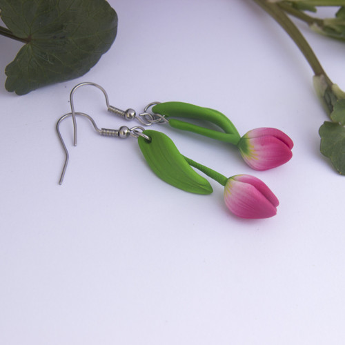 Náušnice - růžové tulipány V. — foto 2