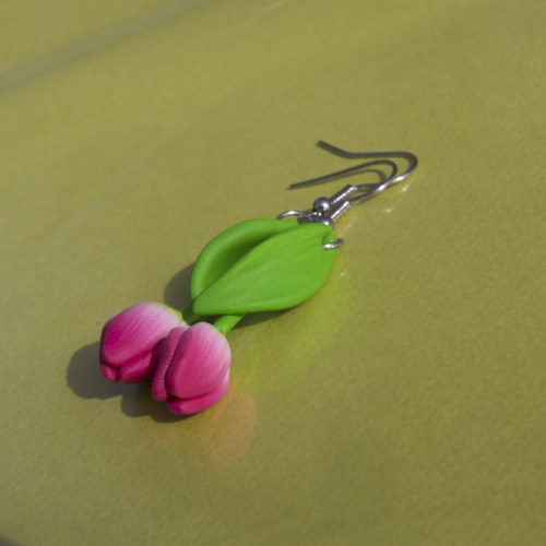 Náušnice - růžové tulipány V. — foto 3