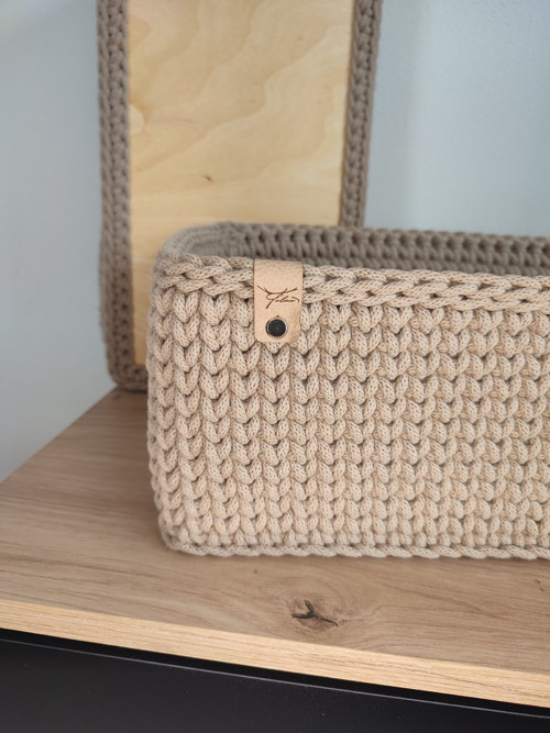 Háčkovaný košík s dřevěným dnem *40x20 cm* — foto 2